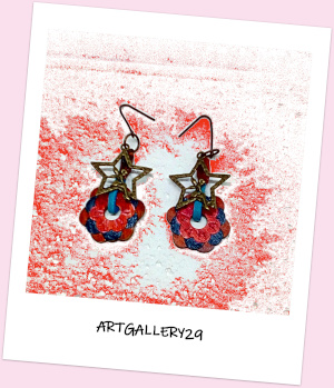 Boucles d'oreilles pendantes pour adolescente en bois et métal bronze, fleur/étoile/ange